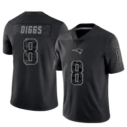 New England Patriots Men's Limited Black Reflective Jersey (8 Stefon Diggs)