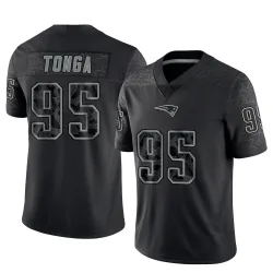 New England Patriots Men's Limited Black Reflective Jersey (95 Khyiris Tonga)