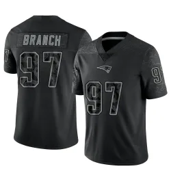 New England Patriots Men's Limited Black Reflective Jersey (97 Alan Branch)