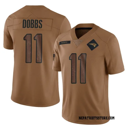 New England Patriots Men's Limited Brown 2023 Salute To Service Jersey (11 Joshua Dobbs)