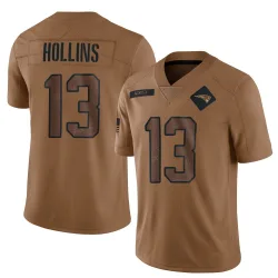 New England Patriots Men's Limited Brown 2023 Salute To Service Jersey (13 Mack Hollins)