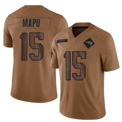 New England Patriots Men's Limited Brown 2023 Salute To Service Jersey (15 Marte Mapu)