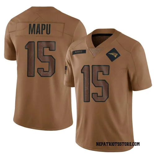 New England Patriots Men's Limited Brown 2023 Salute To Service Jersey (15 Marte Mapu)