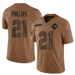 New England Patriots Men's Limited Brown 2023 Salute To Service Jersey (21 Adrian Phillips)
