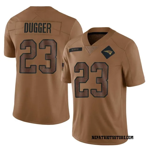 New England Patriots Men's Limited Brown 2023 Salute To Service Jersey (23 Kyle Dugger)