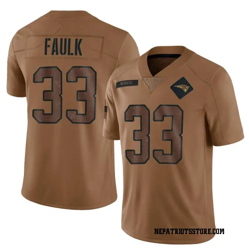 New England Patriots Men's Limited Brown 2023 Salute To Service Jersey (33 Kevin Faulk)