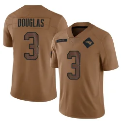 New England Patriots Men's Limited Brown 2023 Salute To Service Jersey (3 DeMario Douglas)