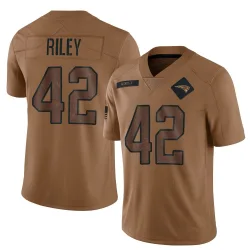 New England Patriots Men's Limited Brown 2023 Salute To Service Jersey (42 Cam Riley)