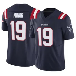 New England Patriots Men's Limited Navy Vapor F.U.S.E. Jersey (19 Kobee Minor)