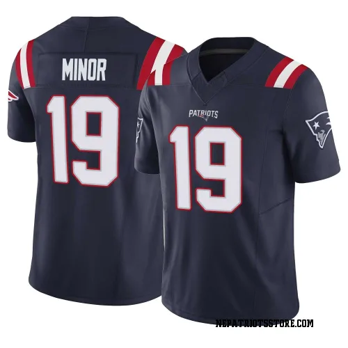 New England Patriots Men's Limited Navy Vapor F.U.S.E. Jersey (19 Kobee Minor)