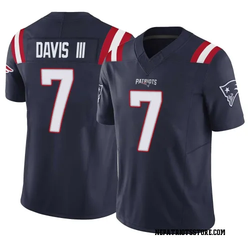 New England Patriots Men's Limited Navy Vapor F.U.S.E. Jersey (7 Carlton Davis III)