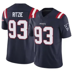New England Patriots Men's Limited Navy Vapor F.U.S.E. Jersey (93 Jahvaree Ritzie)