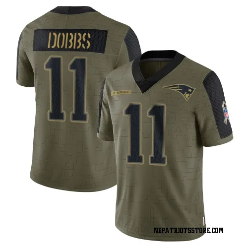 New England Patriots Men's Limited Olive 2021 Salute To Service Jersey (11 Joshua Dobbs)