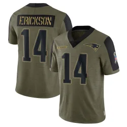 New England Patriots Men's Limited Olive 2021 Salute To Service Jersey (14 Alex Erickson)