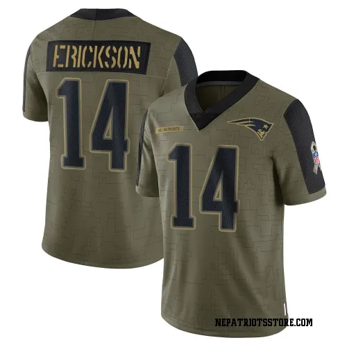 New England Patriots Men's Limited Olive 2021 Salute To Service Jersey (14 Alex Erickson)