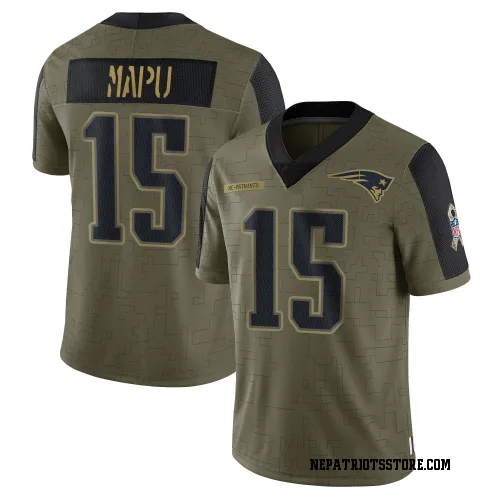 New England Patriots Men's Limited Olive 2021 Salute To Service Jersey (15 Marte Mapu)