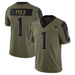 New England Patriots Men's Limited Olive 2021 Salute To Service Jersey (1 Ja'Lynn Polk)