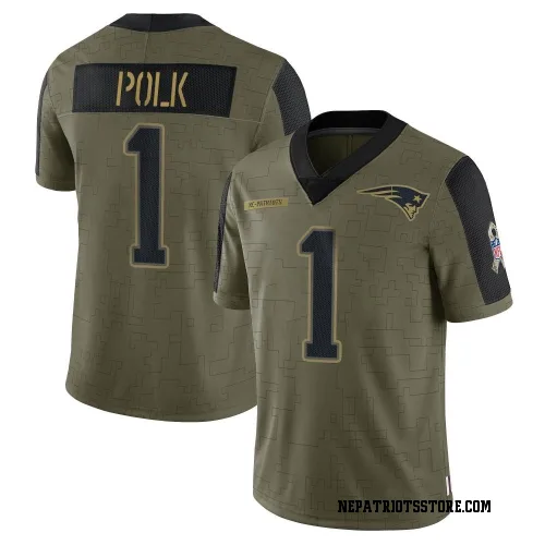 New England Patriots Men's Limited Olive 2021 Salute To Service Jersey (1 Ja'Lynn Polk)