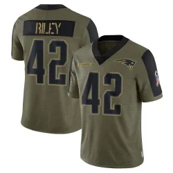 New England Patriots Men's Limited Olive 2021 Salute To Service Jersey (42 Cam Riley)