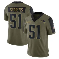 New England Patriots Men's Limited Olive 2021 Salute To Service Jersey (51 Jack Gibbens)