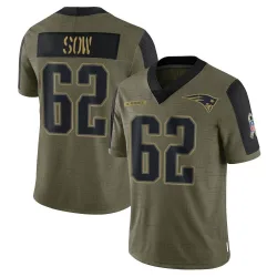 New England Patriots Men's Limited Olive 2021 Salute To Service Jersey (62 Sidy Sow)