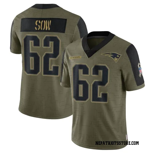 New England Patriots Men's Limited Olive 2021 Salute To Service Jersey (62 Sidy Sow)
