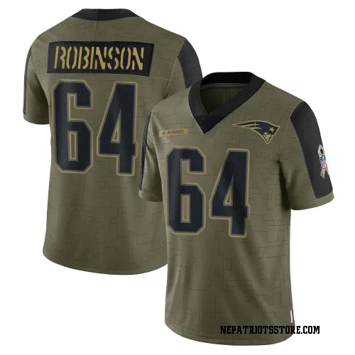 New England Patriots Men's Limited Olive 2021 Salute To Service Jersey (64 Layden Robinson)