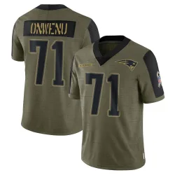 New England Patriots Men's Limited Olive 2021 Salute To Service Jersey (71 Mike Onwenu)
