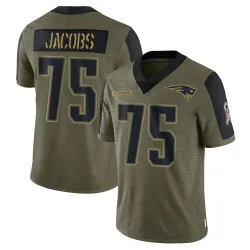 New England Patriots Men's Limited Olive 2021 Salute To Service Jersey (75 Demontrey Jacobs)