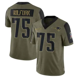 New England Patriots Men's Limited Olive 2021 Salute To Service Jersey (75 Vince Wilfork)