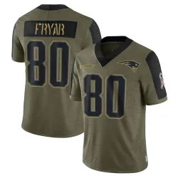 New England Patriots Men's Limited Olive 2021 Salute To Service Jersey (80 Irving Fryar)