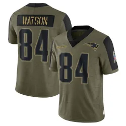 New England Patriots Men's Limited Olive 2021 Salute To Service Jersey (84 Benjamin Watson)