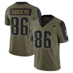 New England Patriots Men's Limited Olive 2021 Salute To Service Jersey (86 Braylon Sanders)