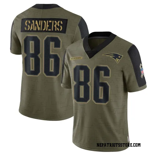 New England Patriots Men's Limited Olive 2021 Salute To Service Jersey (86 Braylon Sanders)