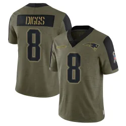 New England Patriots Men's Limited Olive 2021 Salute To Service Jersey (8 Stefon Diggs)