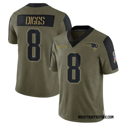 New England Patriots Men's Limited Olive 2021 Salute To Service Jersey (8 Stefon Diggs)