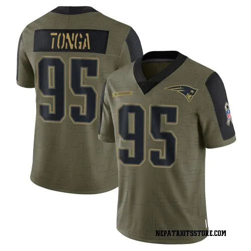 New England Patriots Men's Limited Olive 2021 Salute To Service Jersey (95 Khyiris Tonga)