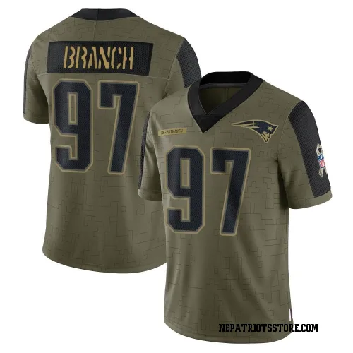 New England Patriots Men's Limited Olive 2021 Salute To Service Jersey (97 Alan Branch)