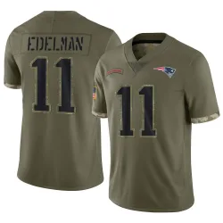 New England Patriots Men's Limited Olive 2022 Salute To Service Jersey (11 Julian Edelman)