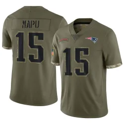 New England Patriots Men's Limited Olive 2022 Salute To Service Jersey (15 Marte Mapu)