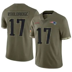 New England Patriots Men's Limited Olive 2022 Salute To Service Jersey (17 Ben Wooldridge)