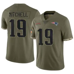 New England Patriots Men's Limited Olive 2022 Salute To Service Jersey (19 Malcolm Mitchell)