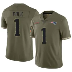 New England Patriots Men's Limited Olive 2022 Salute To Service Jersey (1 Ja'Lynn Polk)
