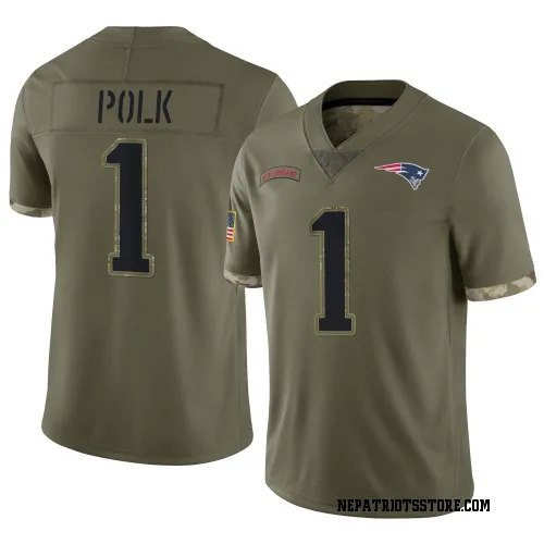 New England Patriots Men's Limited Olive 2022 Salute To Service Jersey (1 Ja'Lynn Polk)