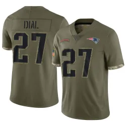 New England Patriots Men's Limited Olive 2022 Salute To Service Jersey (27 Marcellas Dial Jr.)