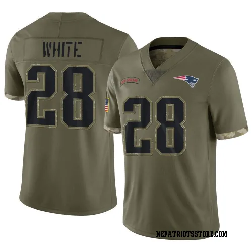 New England Patriots Men's Limited Olive 2022 Salute To Service Jersey (28 James White)