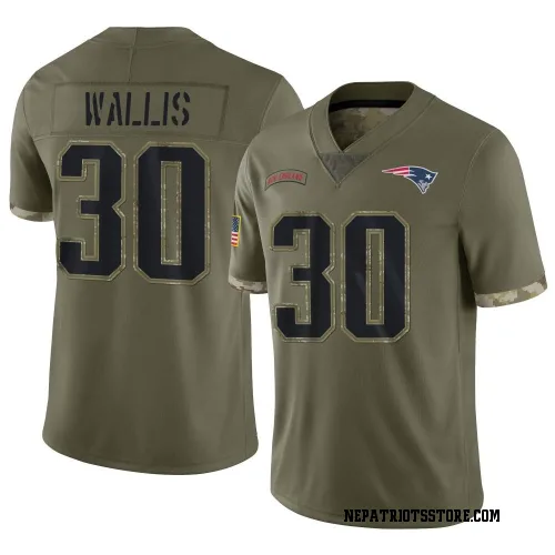 New England Patriots Men's Limited Olive 2022 Salute To Service Jersey (30 David Wallis)