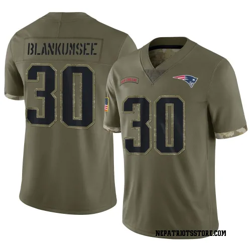 New England Patriots Men's Limited Olive 2022 Salute To Service Jersey (30 Demeer Blankumsee)