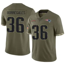 New England Patriots Men's Limited Olive 2022 Salute To Service Jersey (36 Andy Borregales)