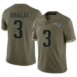 New England Patriots Men's Limited Olive 2022 Salute To Service Jersey (3 DeMario Douglas)